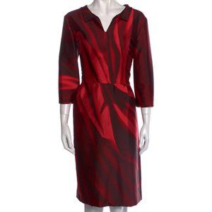 Oscar De La Renta Merlot Red Mikado Silk Dress
